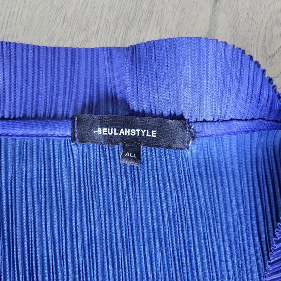 TUCKERNUCK BEULAH STYLE Long Blue Ombre Stretch Pleat Flower Sleeve Dress ALL - Picture 7 of 10